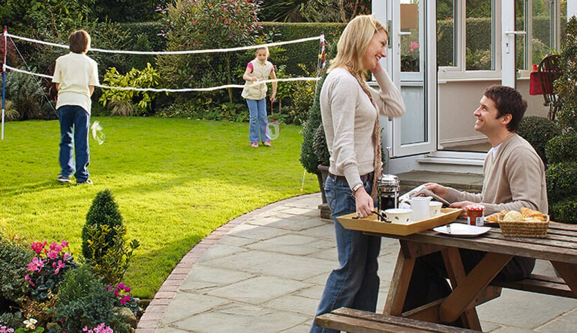 Family playing in the garden