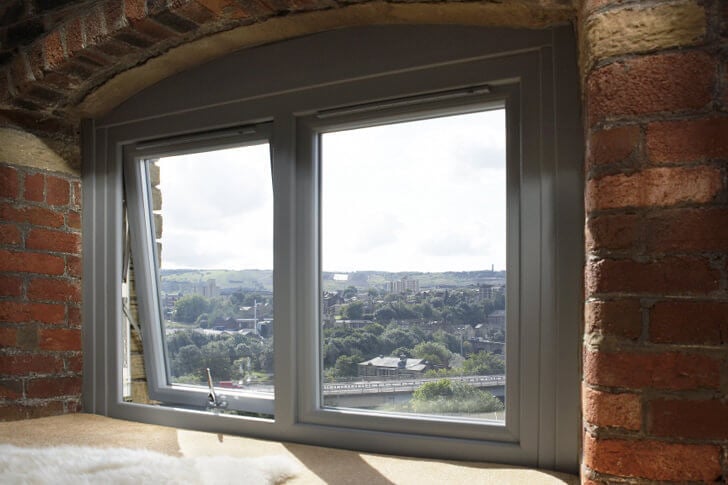 Grey aluminium casement window