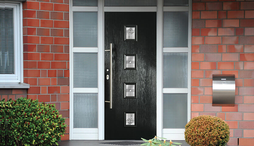 Contemporary black composite entrance door