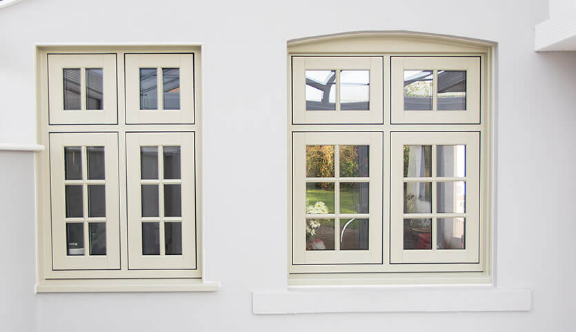 Cream uPVC flush sash windows installation