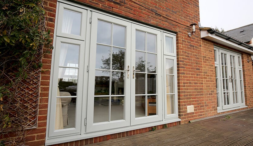 Two grey uPVC french doors