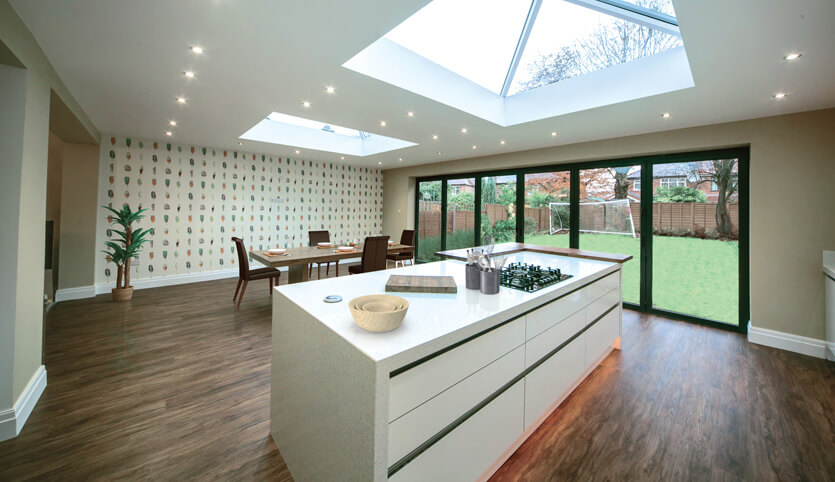 Extension with bifold doors interior view