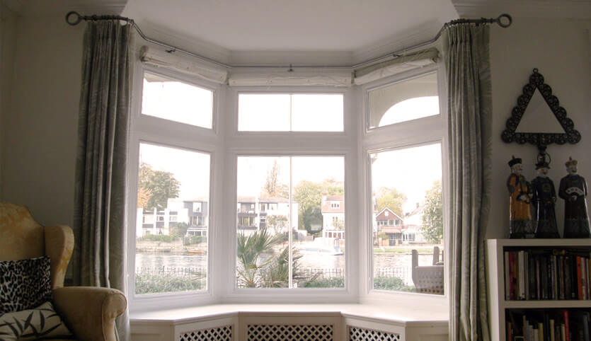 Interior view of aluminium bay style windows