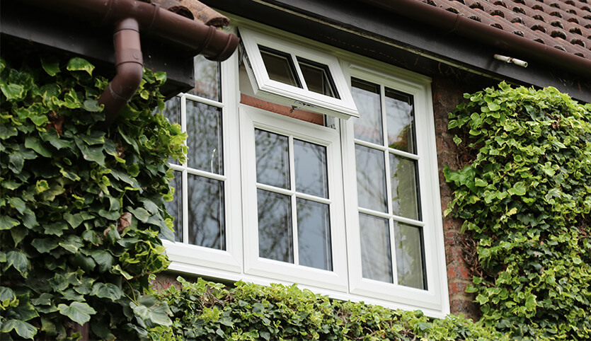 White uPVC windows with double glazing