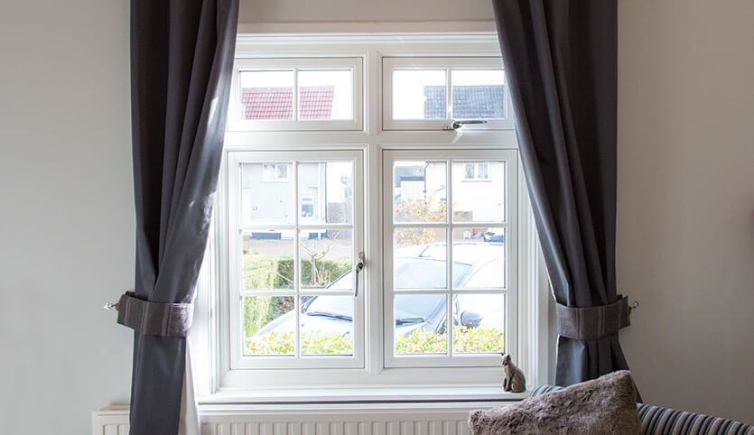 Interior view of uPVC flush sash windows