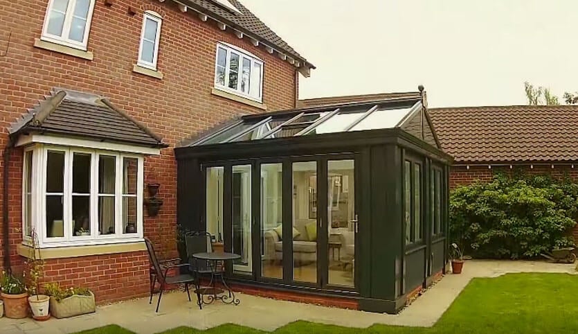 Charcoal uPVC Loggia conservatory installation