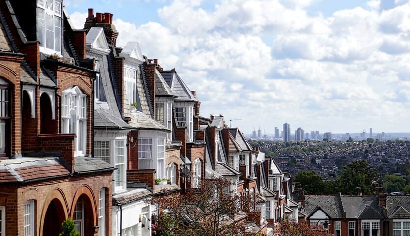 Rows of Edwardian era homes