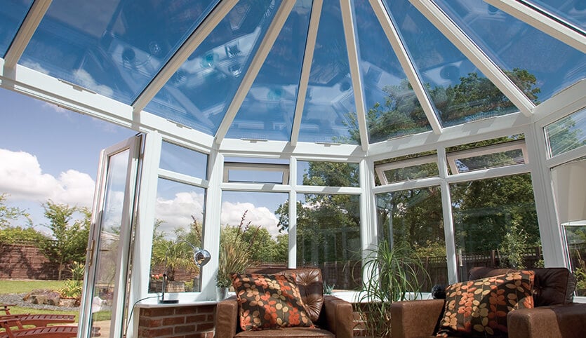 White uPVC Victorian conservatory interior view