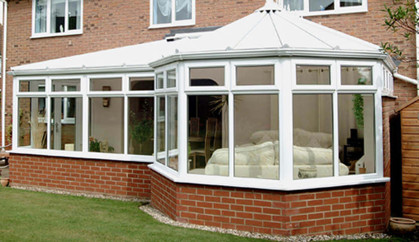 White uPVC P-Shaped conservatory