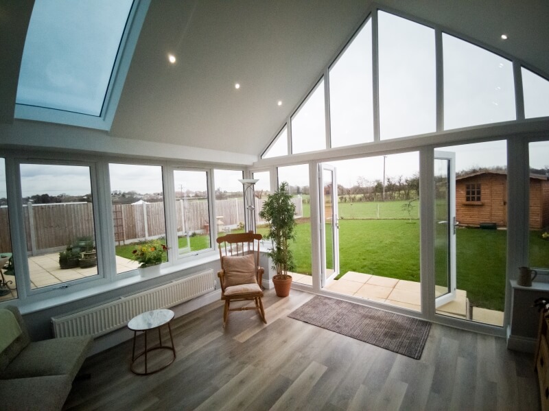 This gable conservatory hugely extends the main living area, allowing for uninterrupted views