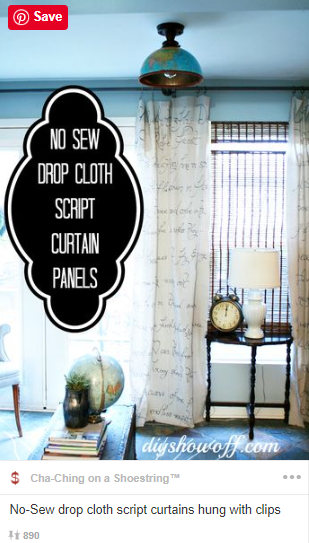 No sew cloth script curtain panels
