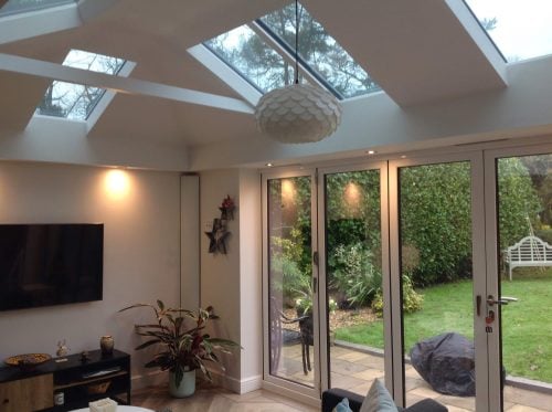 Inside a Glazed extension.