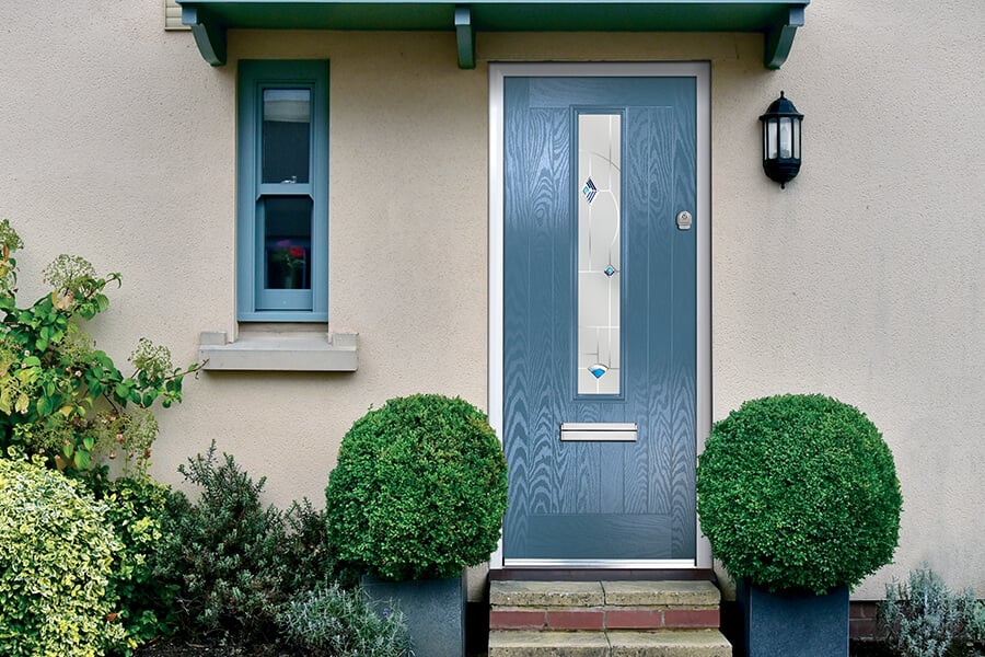 Blue front composite door