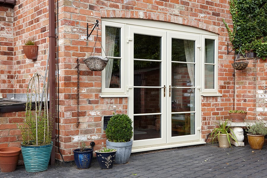 Cream uPVC french door