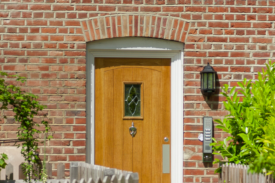 Oak effect entrance door