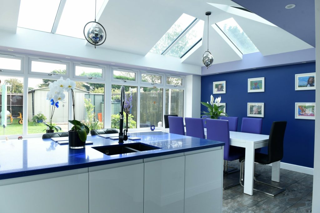 blue ultraframe kitchen extension
