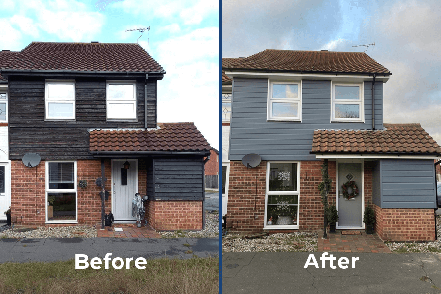 before and after of cladding change project