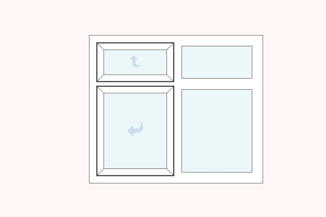 uPVC casement vent over side hung left fixed over fixed right double glazed windows