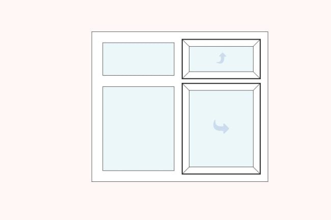uPVC casement vent over side hung right fixed over fixed left double glazed windows