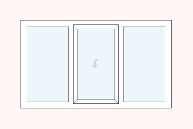 uPVC casement centre top hung fixed left and right double glazed windows