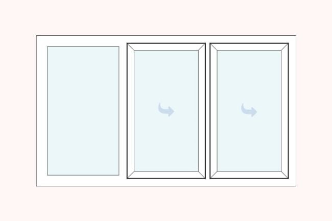 uPVC casement fixed left side hung centre and right double glazed windows