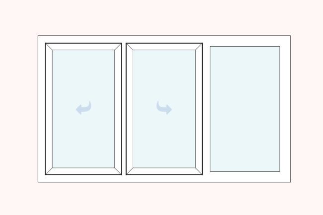 uPVC casement fixed right centre and right french double glazed windows