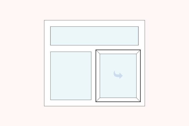 uPVC casement fixed vent over right hung and fixed left double glazed windows