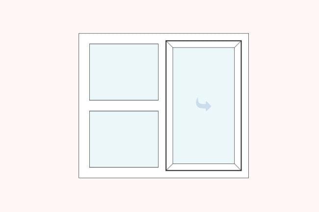 uPVC casement right hung top and bottom fixed left double glazed windows