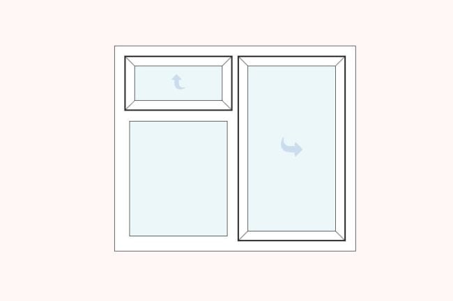 uPVC casement vent over fixed left side hung right double glazed windows