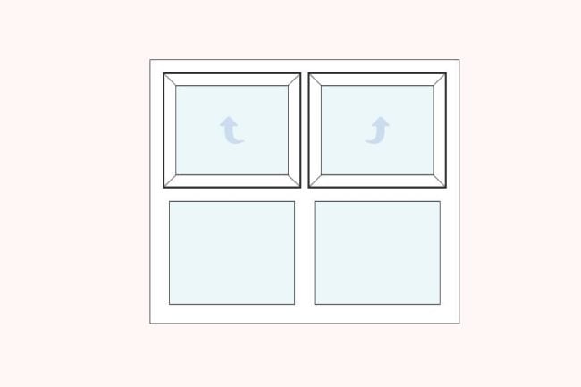uPVC casement left and right top hung over left and right fixed double glazed windows
