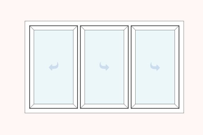 uPVC casement centre right hung side hung left and right double glazed windows