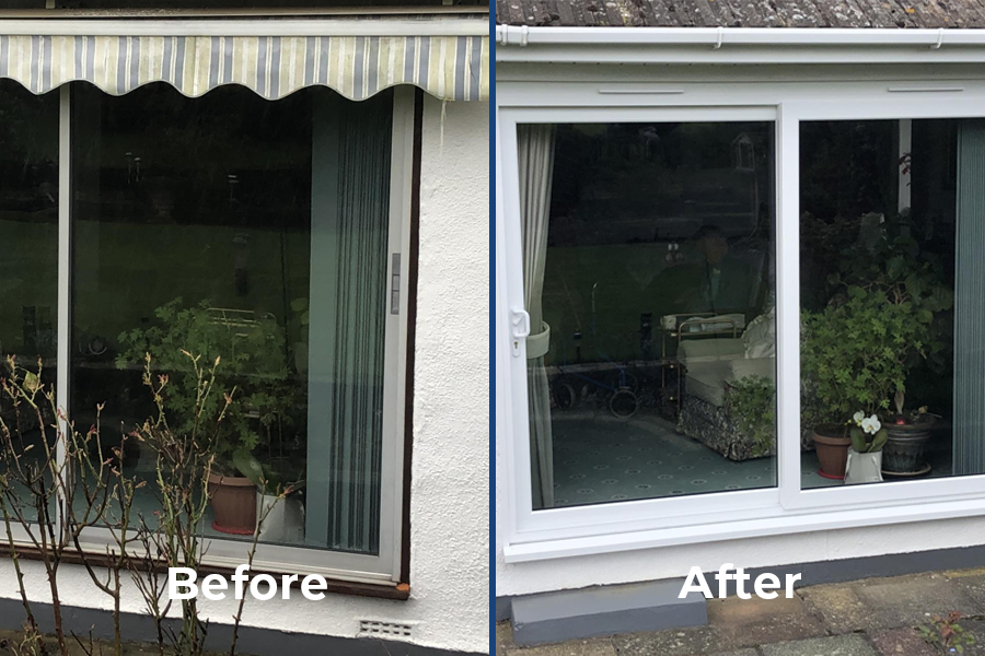 before and after patio door