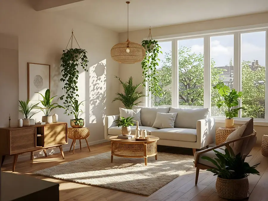 A living Room with Plants