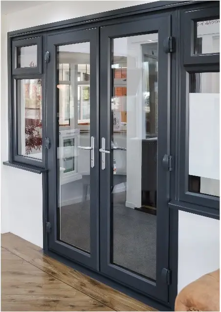Windsor French Doors – Antheracite Grey – Chamfered sash – Clear TSG Glass